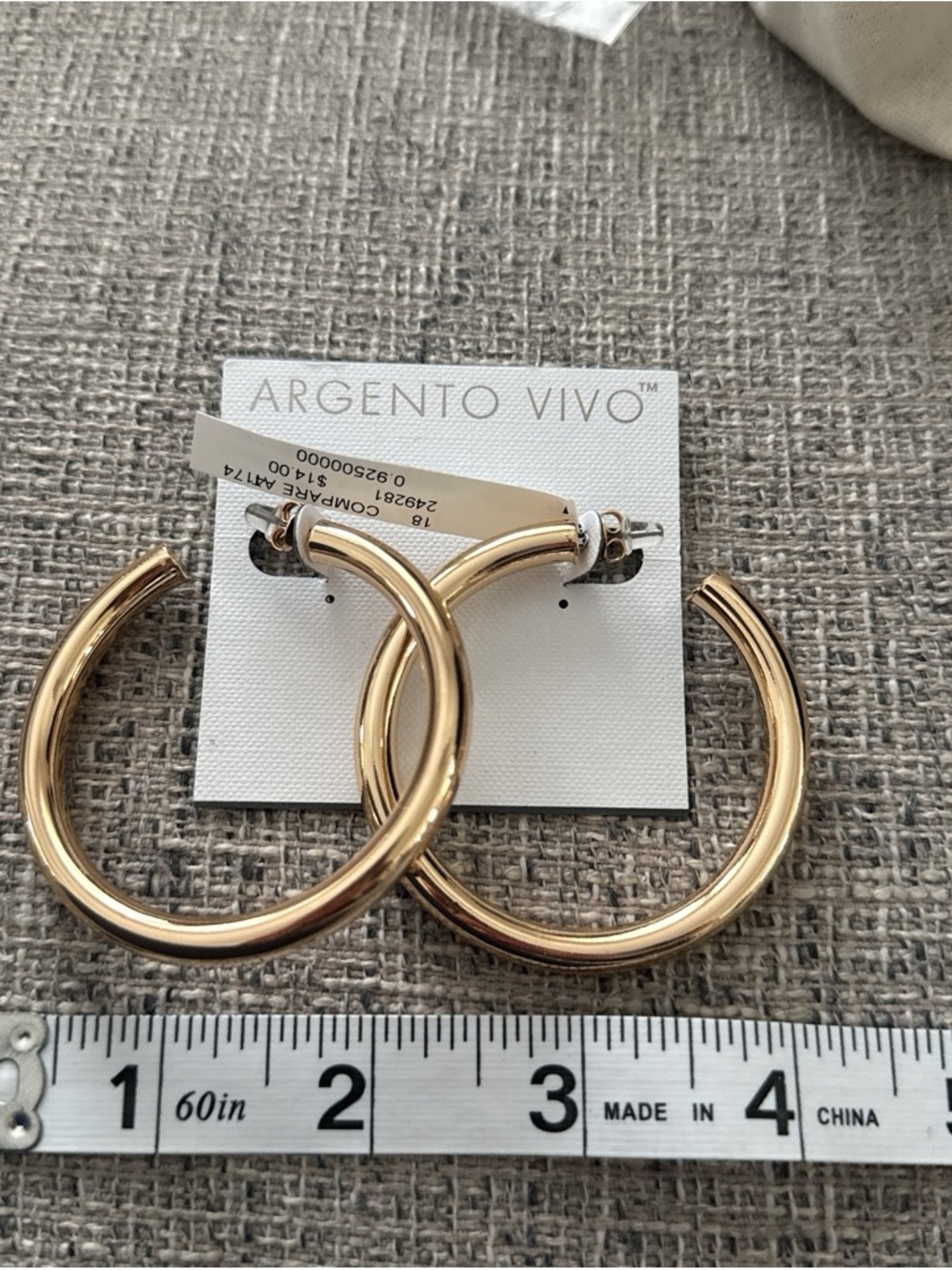Argento Vivo Shiny Gold Hoop Earrings